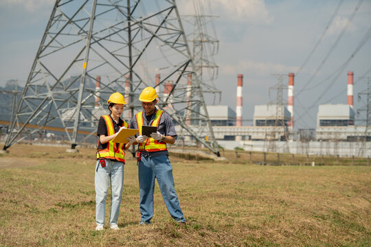 Inspection process for power transmission lines industrial area professional evaluation open field ground level safety measures
