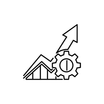 Business growth icon with bar chart gear and upward arrow