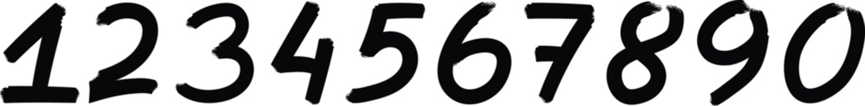 Hand drawn numbers a set of handwritten digits from 1 to 0