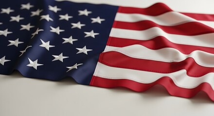 Fototapeta premium American flag waving on white background, United States symbol