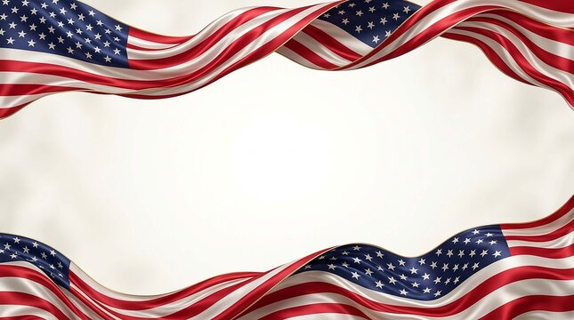 Patriotic american flag border frame on white background for independence day celebrations
