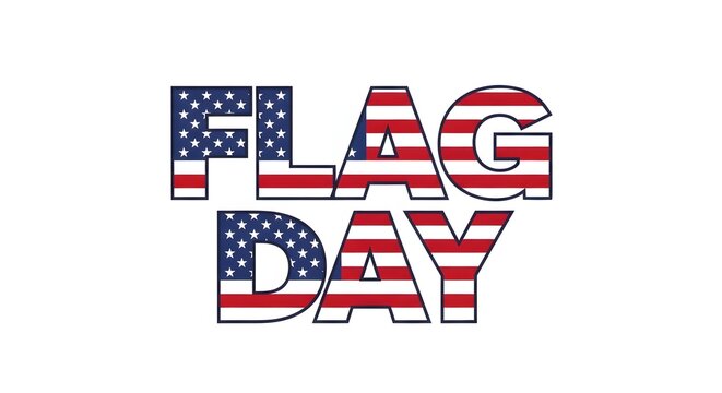 Flag Day USA text with American flag pattern