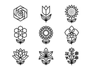 Fototapeta premium Vector set of black and white floral elements featuring vintage lion and crown emblems for tattoo art and heraldic decoration