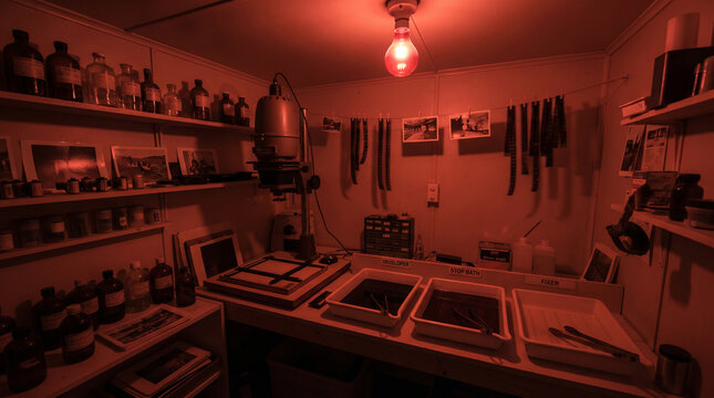 Analog Film Darkroom Red Light
