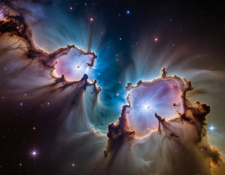 A stunning, detailed image reveals the intricate structures and vibrant colors within a distant nebula, showcasing the beauty and complexity of cosmic formations.