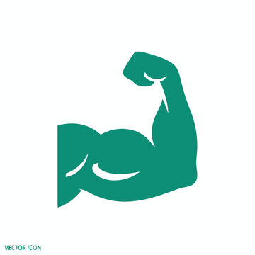 Strong Bicep Flexing Muscle Icon Vector Illustration
