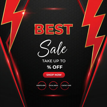 Best sale offer with shop now button and lightning bolt graphics discount promotion shopping marketing commercial lightning background abstract