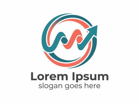 A logo representing growth and progress, featuring a moving wave design that embodies ascending motion and a positive outlook for businesses looking to thrive.