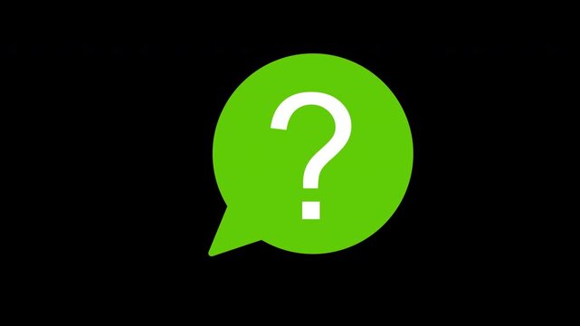 Animated Question Mark in Speech Bubble Icon. FAQ, Support, and Communication Concept on a Black Background.