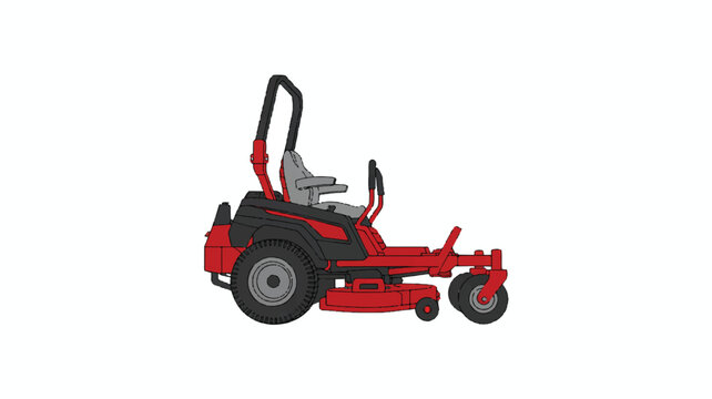 red and black lawn mower with gray seat  outdoor gardening equipment