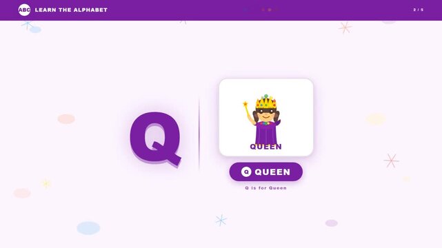 Cute Cartoon Alphabet Learning Educational Slide for Kids on Clean Background