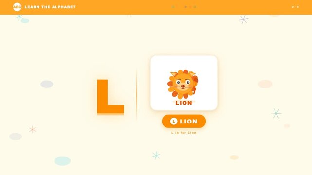 Cute Cartoon  Alphabet English Learning Educational Slide for Kids on Clean Background
