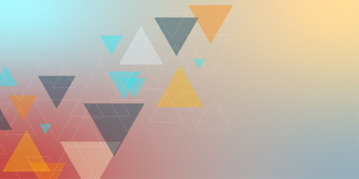 Colorful paper triangles geometric tech abstract background. Vector design. Triangle Seamless vector Abstract geometric pattern. Different Figures. Digital cube isometric on blue background.