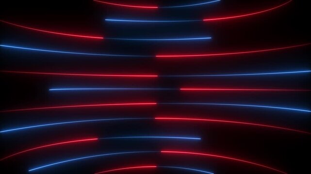 Neon lights blinking lines moving animation. Seamless loop animation of glowing neon line. 4k animation Horizontal glowing colorful neon line animation - 4k black background icon animation
