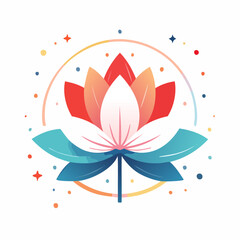Fototapeta premium Stylized Lotus Flower with Gradient Colors and Sparkles
