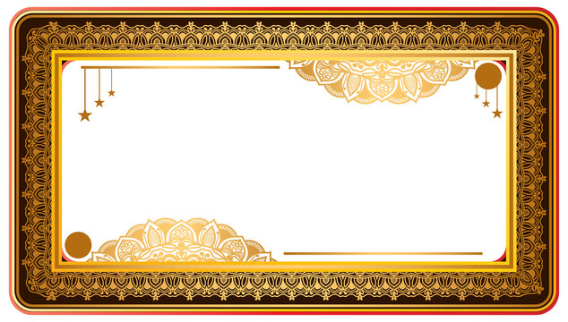 Golden mandala square classic thai rectangle corner certificate page border photo frame islamic wedding invitation background