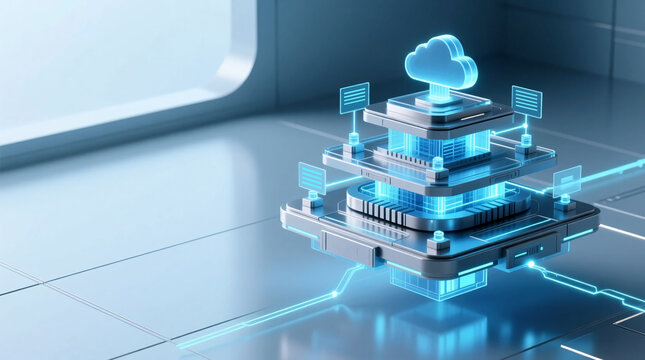 Visualizing dynamic futuristic business startup ecosystem with scalable SaaS technology showcasing cloud data architecture and digital innovation on glowing platform