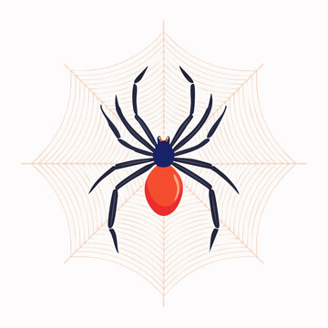 Illustration of a Black Widow Spider on its Web
