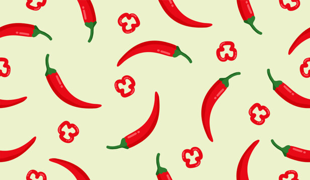Cute spicy chili pattern background vector design