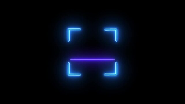 scanner icon animation isolated scanner neon shine icon animation .fingerprint biometric scanning animation. Biometric scanning animation showing neon fingerprint -4k black background icon animation