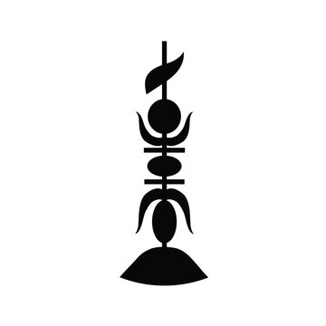 Minimalist Black Kanak Fl&egrave;che Fa&icirc;ti&egrave;re Totem Vector - Traditional New Caledonian Tribal Architectural Roof Symbol