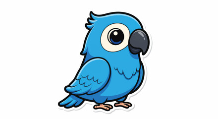 Obraz premium Cute Blue Parrot Cartoon Character.