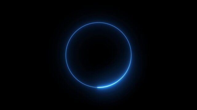 blue circle glow border, alpha channel, seamless loop-4k black background icon animation