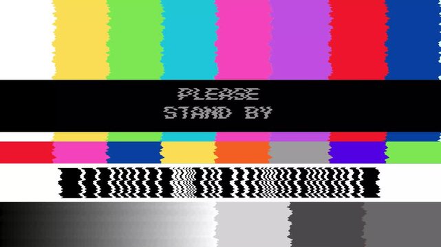 Retro Broadcast Television Test Pattern with 'Please Stand By' Message