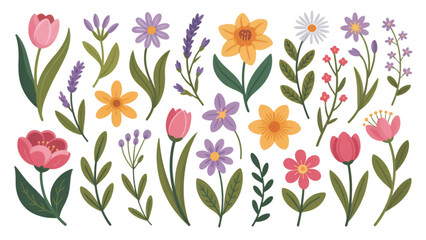 Colorful floral border illustration with flowers and leaves Vector © MST AKHLIMA 