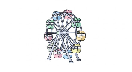 Colorful Ferris Wheel Amusement Ride Illustration. © Melati