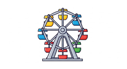 Colorful Ferris Wheel Amusement Ride Illustration. © Melati