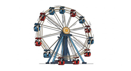 Colorful Ferris Wheel Amusement Ride Structure. © Melati