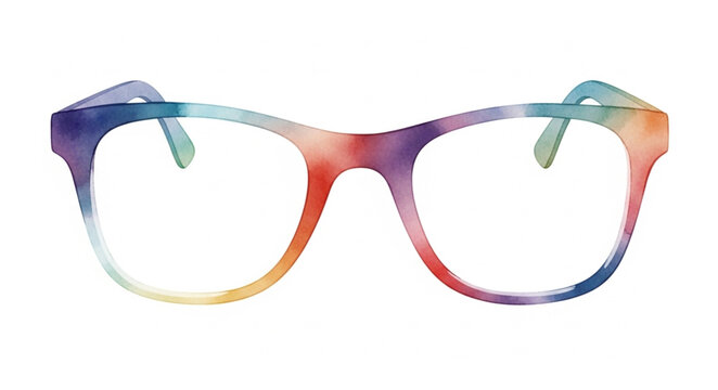Colorful Eyeglasses with Watercolor Design.