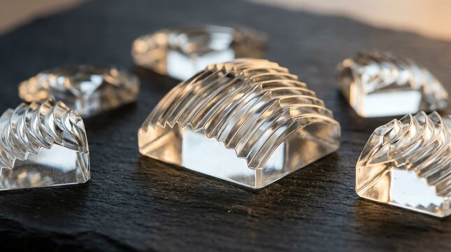 Close Up Detail of Lighthouse Fresnel Prism Showing Light Refraction