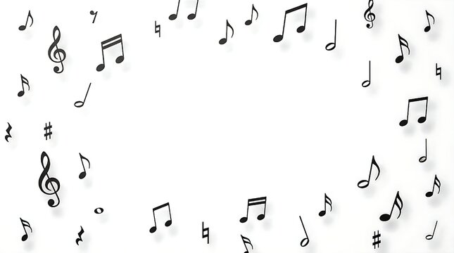Minimalist music notes pattern on white background for creative designs