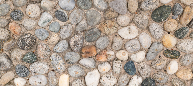 old italian pebblestone street floor with pebbles detail