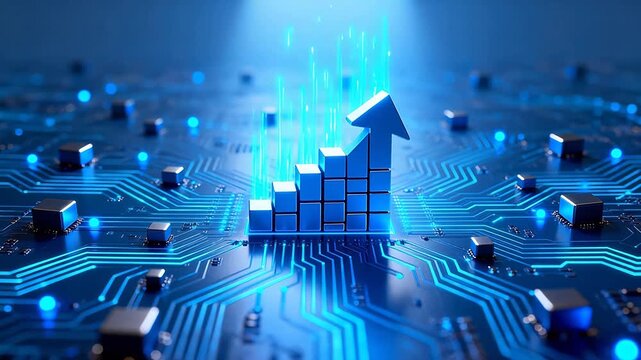 Circuit board with rising arrow