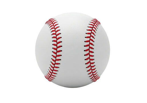 Classic professional baseball with prominent red stitching texture for sports marketing isolated on transparent background