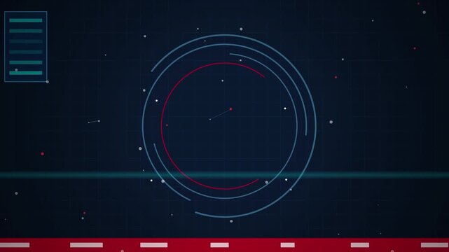 Abstract Digital Interface HUD with Scanning Circular Elements and Data
