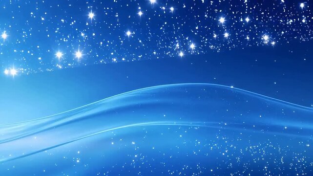 Blue abstract light waves with stars