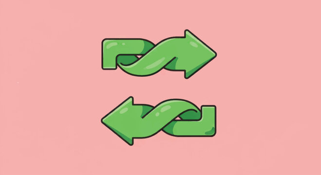 Green Arrows Intertwined Symbolizing Exchange and Connection.