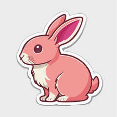 Obraz premium Cute Pink Cartoon Rabbit Sticker