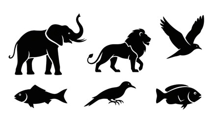 Fototapeta premium vector illustration set of silhouettes of animals