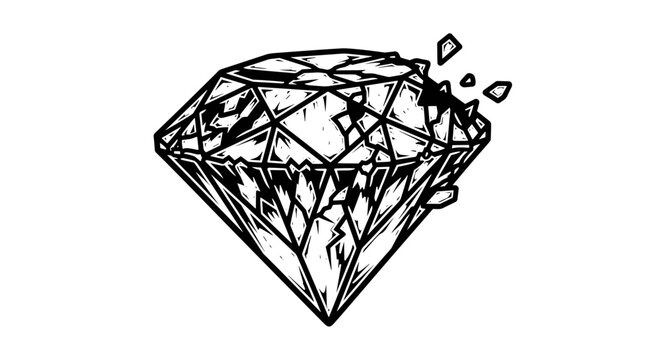 Vector Pinocut A unique diamond illustration with shattered fragments.