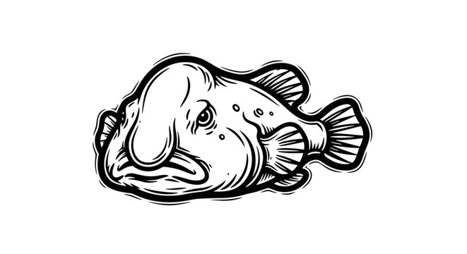 Vector Pinocut A close-up line drawing of a blobfish.