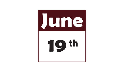 Obraz premium June 19th daily calendar icon vector illustration in minimalist style