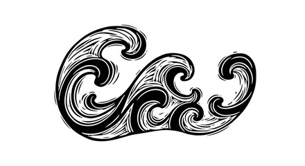 Fototapeta premium Vector Pinocut Abstract black and white waves in a stylized illustration.