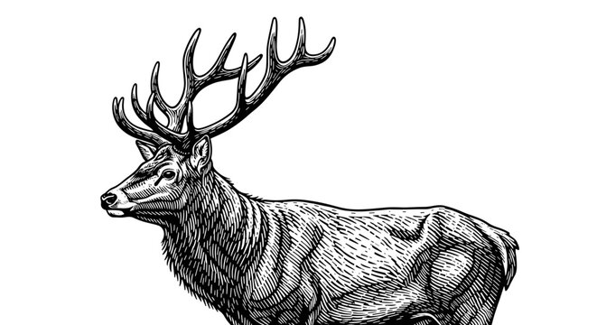 Vector Pinocut An artistic depiction of a stag in monochrome.