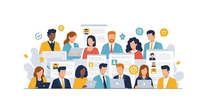Diverse Team Collaboration, Online Recruitment, Human Resources, Business Meeting, People Working Together