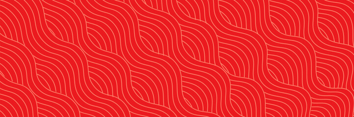 Chinese Wave Seamless Pattern. Vector Red and Gold Japanese Texture. Oriental Circle Geometric Bg Design © Nur